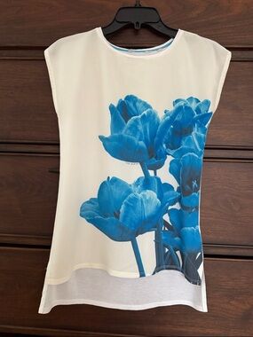 TED BAKER Floral Blue and White Women's Top, 2